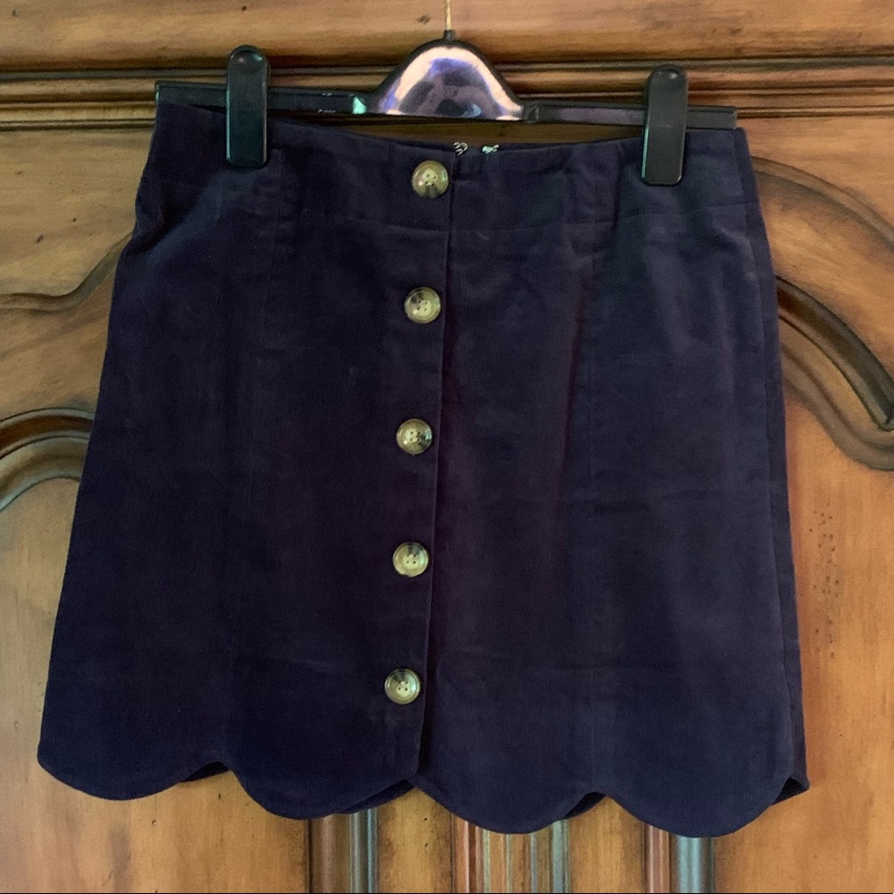 Souther Proper Navy Corduroy Scallop Skirt
